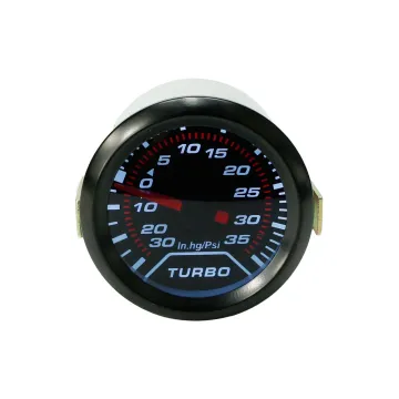Digital Turbo Boost Gauge with White LED Display for Car Dashboard - 52mm Dial