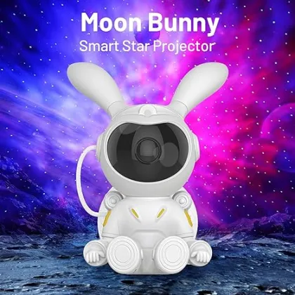 Rabbit Moon Night Light: Star Projection Lamp