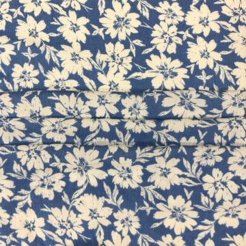 Rayon Crinkle Printed White Daisy Flower Cloth