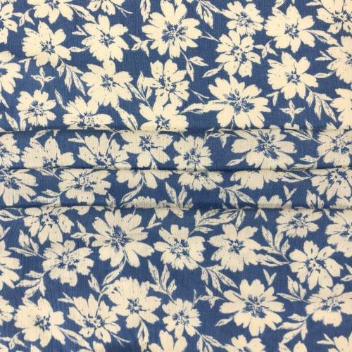 Rayon Crinkle Printed White Daisy Flower Cloth