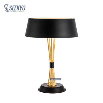 Iron Table Lamp Gold lampshade black gold metal table lamp Supplier