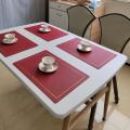 Placemat de couro retangular PVC com borda de ouro