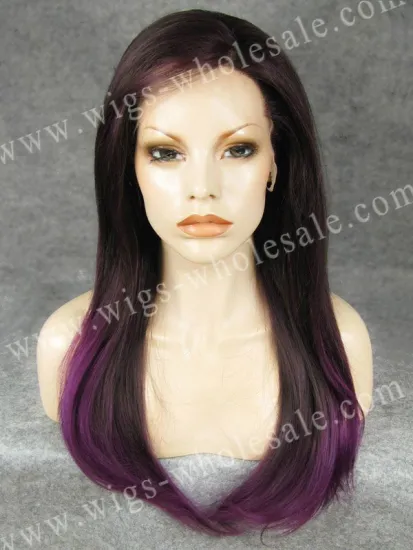 A synthetic braided two tone lace front wigs purple straight marie antoinette wig