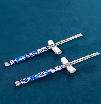 exquisite Jingtai Blue Enamel Anti-Skid Chopsticks