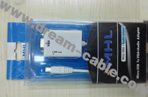 Micro USB to VGA Audio Mhl Adapter Cable for Samsung Galaxy S II / I9100 / Note I9220