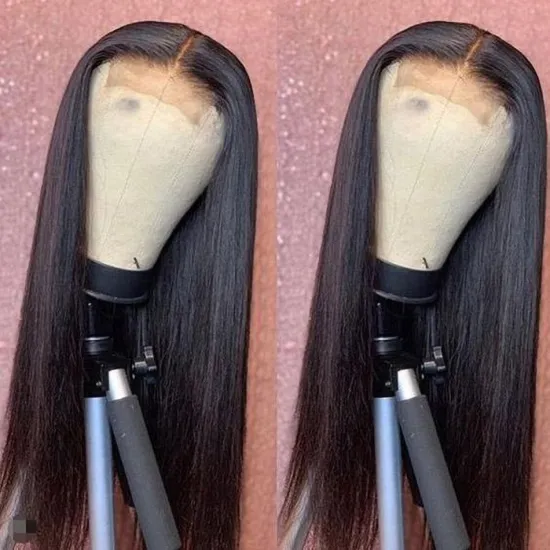 Straight, Thick Human Hair Swiss Lace Frontal Wigs Vendor, 100% Brazilian Hair Braid Glueless HD 5X5 Lace Wig With Baby Hair