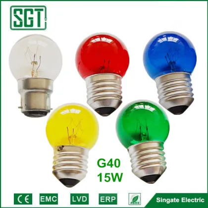 incandescent light bulbs G40 globe ball bulb red blue green yellow white