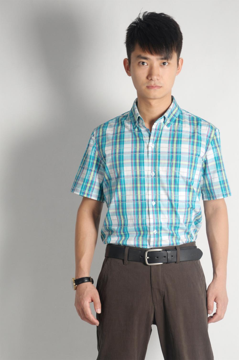 Customized Color Plaid Pattern Polo Shirt 100% Cotton