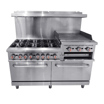 6 Burner Gas Stove with Electric Oven for Industrial Restaurant Kitchens