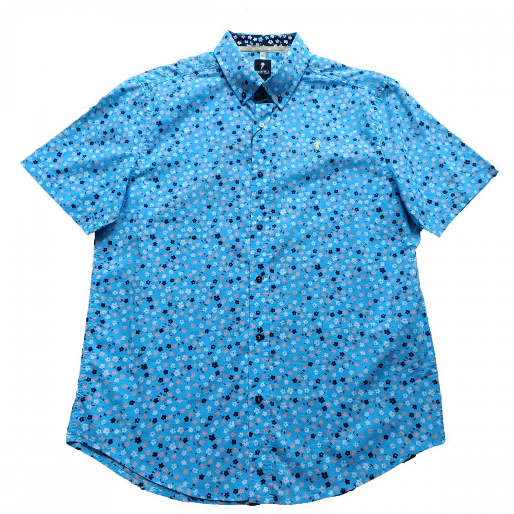 Горячая распродажа мужская лазурная рубашка с синим базовым принтом