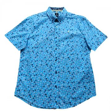 हॉट सेल मेन्स एज़्योर ब्लू बेस प्रिंट शर्ट