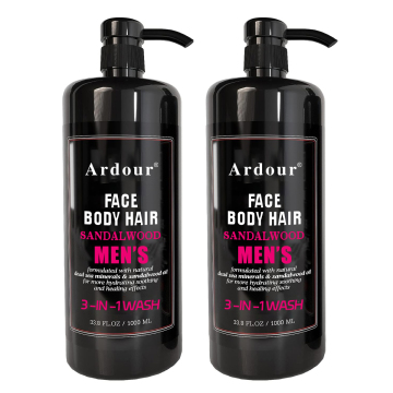 Private Label Wholesale Men's 3-in-1 Face, Body, Hair Cleansing Oil Bath Shower Gel
