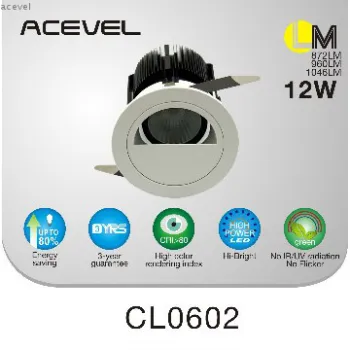 New design LED COB down light/ceiling light with unti-glare cover 12W