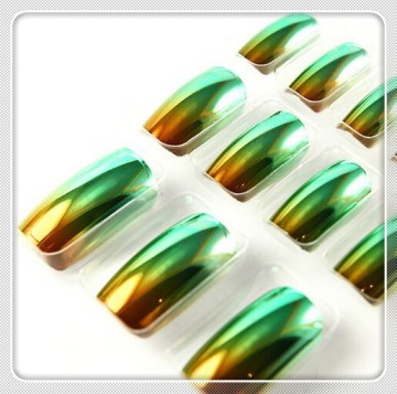 2015 new hot sale fashion eco friendly color matelli powder Plating art fake Nails set