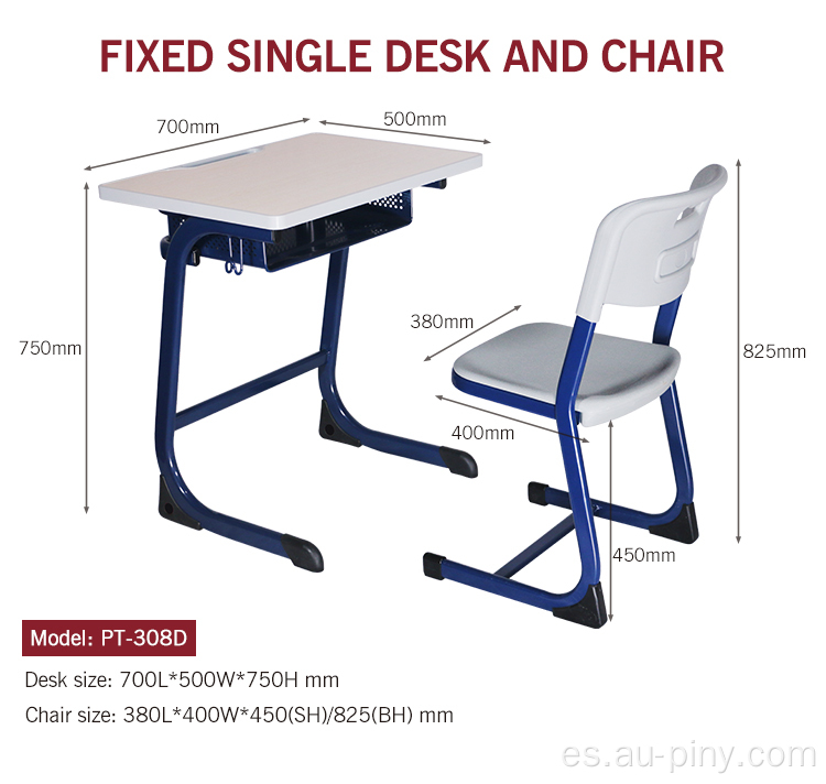 Pupitre y silla escolares individuales