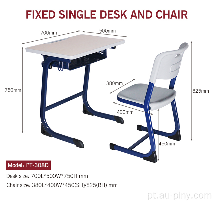 Mesa de escola única e cadeira escolar