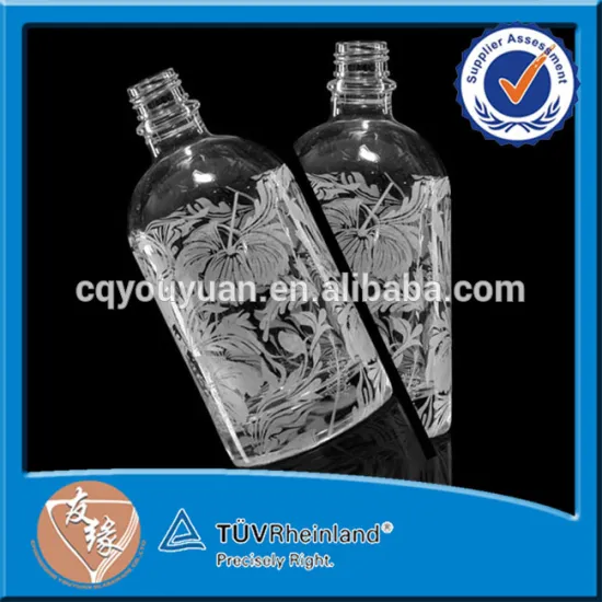 Hot Sale Round 350ml Decal Glass Flower Shape bottle