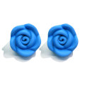 Colorful Mixed Matte Resin Rose Flower Flatback Cabochon With Drilled Holes Artificial Rose Phone Case DIY Decor 22MM