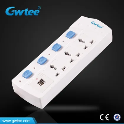 3 way 100% copper vertical usb power electric socket