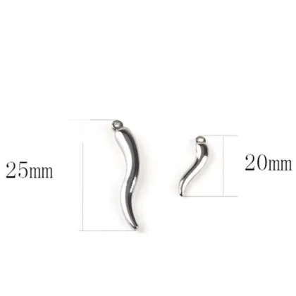 Yiwu Aceon Stainless Steel Italian Horn Necklace with Red Enamel Pepper Charm Pendant