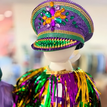 Trend Parti Ungu, Hijau, dan Emas bertemakan Kapten Hat untuk Mardi Gras, Sequin Spiked Hat untuk Hadiah Acara Festival Burning Man Orleans Burning Man