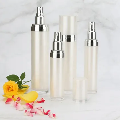 Acrylic pearl white cosmetic white pump lotion bottle cream jar cream bottle