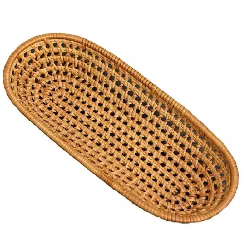 Cesto portaoggetti in rattan intrecciato a mano per frutta e snack