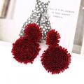 Charm Sun flower Shape Earrings Cute Rice Bead Woven stud Pendant Dangle Fresh Chic Women Girls