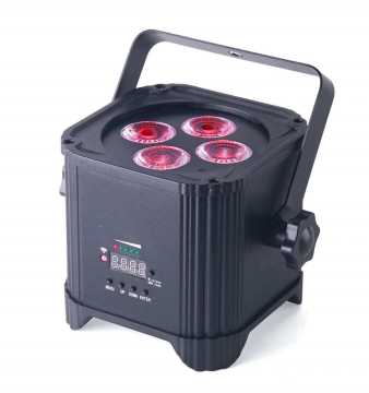BABP0461 Professional Mini Battery-Powered Uplight LED Par 4PS 12W RGBWAUV 6-in-1 Light with DMX Wireless for Home Parties