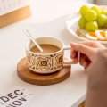 NUEVO estilo Copas de café turco Vintage Pappuccino Cupcino Cazas de té de cerámica y tazas de 200 ml con platillo