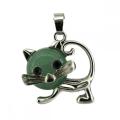 Gemstone Cat Shape Pendant Alloy Animal Pendant for DIY Jewelry Crystal Charm Pendant