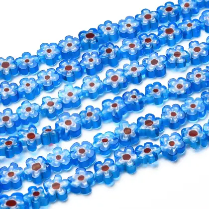 Pandahall: Handcrafted Deep Blue Millefiori Glass Flower Beads