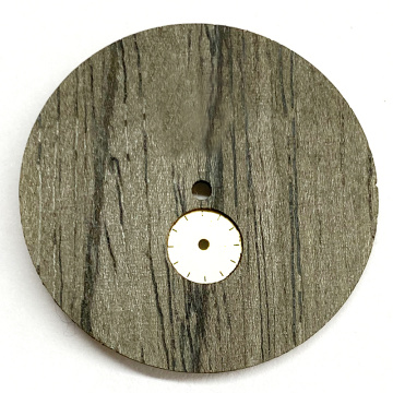 Natural wood watch dial with a subdial