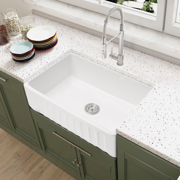 Factory White Ceramic Apron Front Farmhouse Kitchen Sink