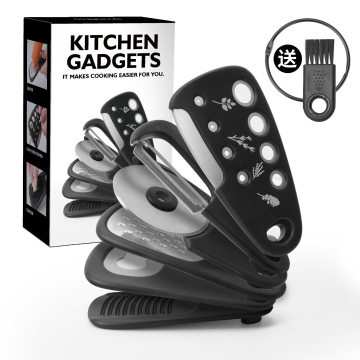 Edelstahl -Küchengerichts -Utensil -Set - Rosenholzflaschenöffner mit Eierschläger, Hobel, Pizza Spatel und Kernentferner