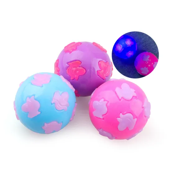 Promotional 1 Dollar Toy Set: 12pcs of 6.5cm Light-Up Disco, High Bouncing Squeeze Toys & Stress Balls