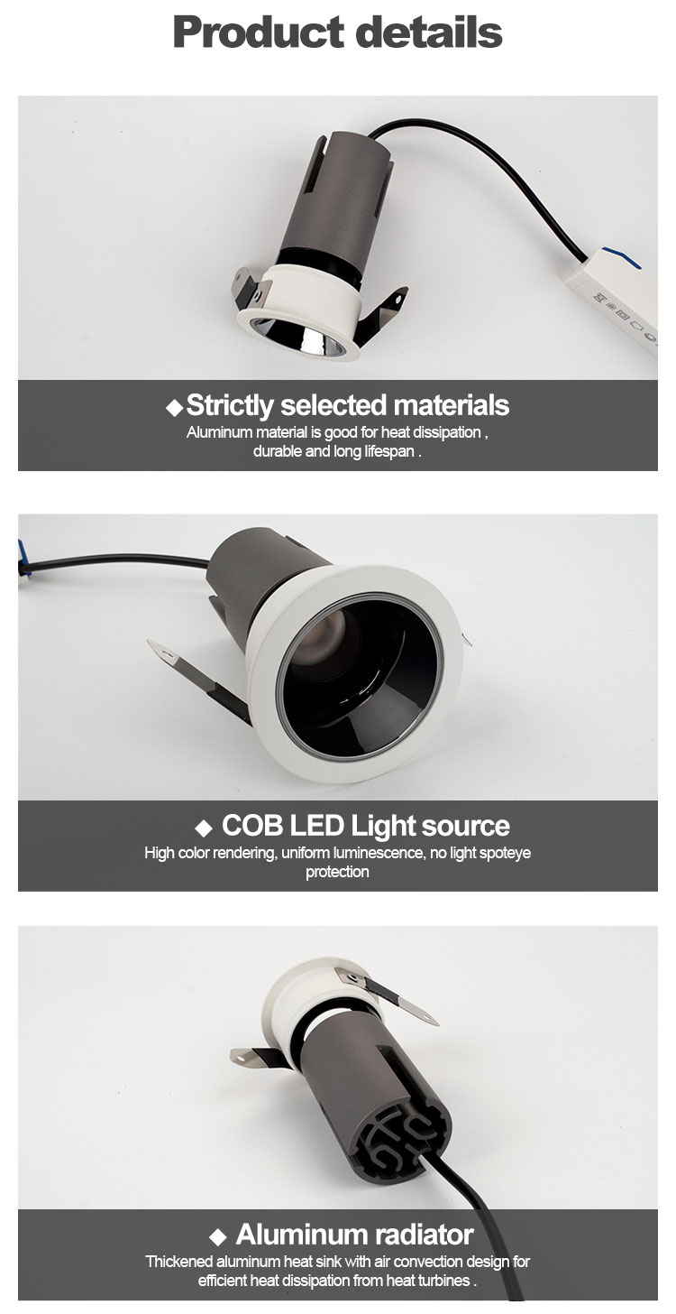 3w 5w 7w downlight details from synno lighting
