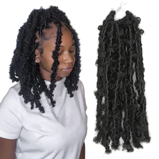 Free Sample Bundles Colored Fashion Twist Natural Extensions Bulk Curly Hair Braiding Butterfly Locs Crochet Hair
