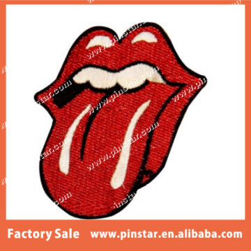 Factory Red Tongue Custom Embroidered Iron On Applique Patches