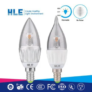 3w glass shape E14 LED candle light