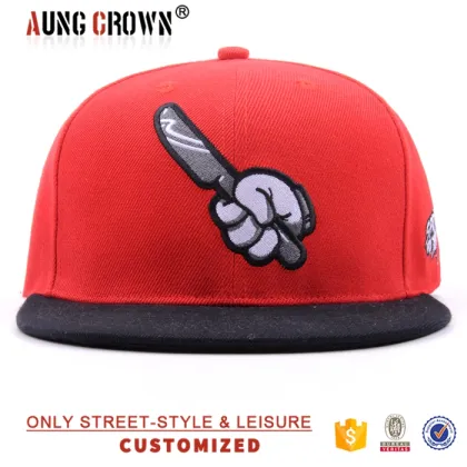 fresh prince red embroidery funny logo snap back hats with black brim