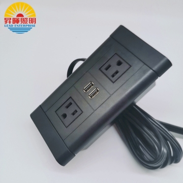 Recessed Power Socket Conference Table - 2 US Plugs, 2 USB Ports, Type-C Fast Charging