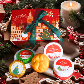 OEM Custom Body Exfoliating Scrub Gift Set with Moisturizer, Soap, and Aromatherapy Shower Steamers for Christmas