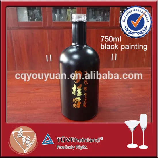 75cl high quality painted glass bottle with print