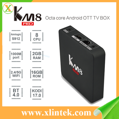 Android Tv Box KM8 pro 2GB/16GB Built in 2.4G+5.8G WiFi Amlogic S912 KODI 17.0 Android6.0 Quad Core H.265 4K media player