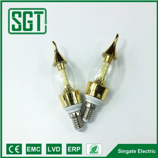 attractive price 3w C37 candle led bulb with Golden body, good use for chandelier fixture