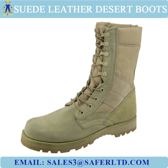 Suede leather and fabric army desert boots for men