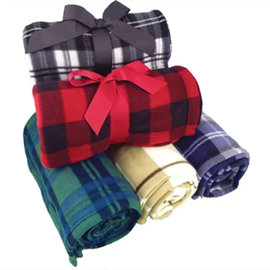 Customized size and logo high quality winter polar fleece blanket 100% polyester