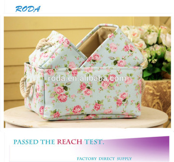 YIWU RODA 100%canvas fashionable floral high-capacity folding storage box