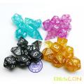 Bescon Assorted Colored Glitter Polyhedral Dice set of 7pcs, Glitter RPG Dice Set